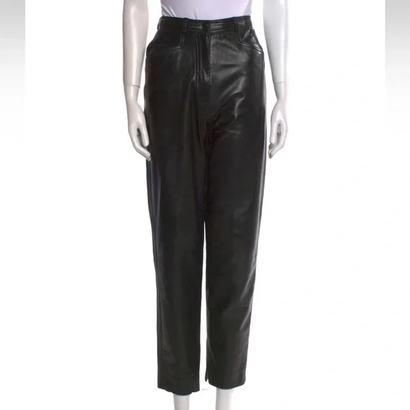 Vakko Straight Leg Leather Pants - Picture 1 of 14